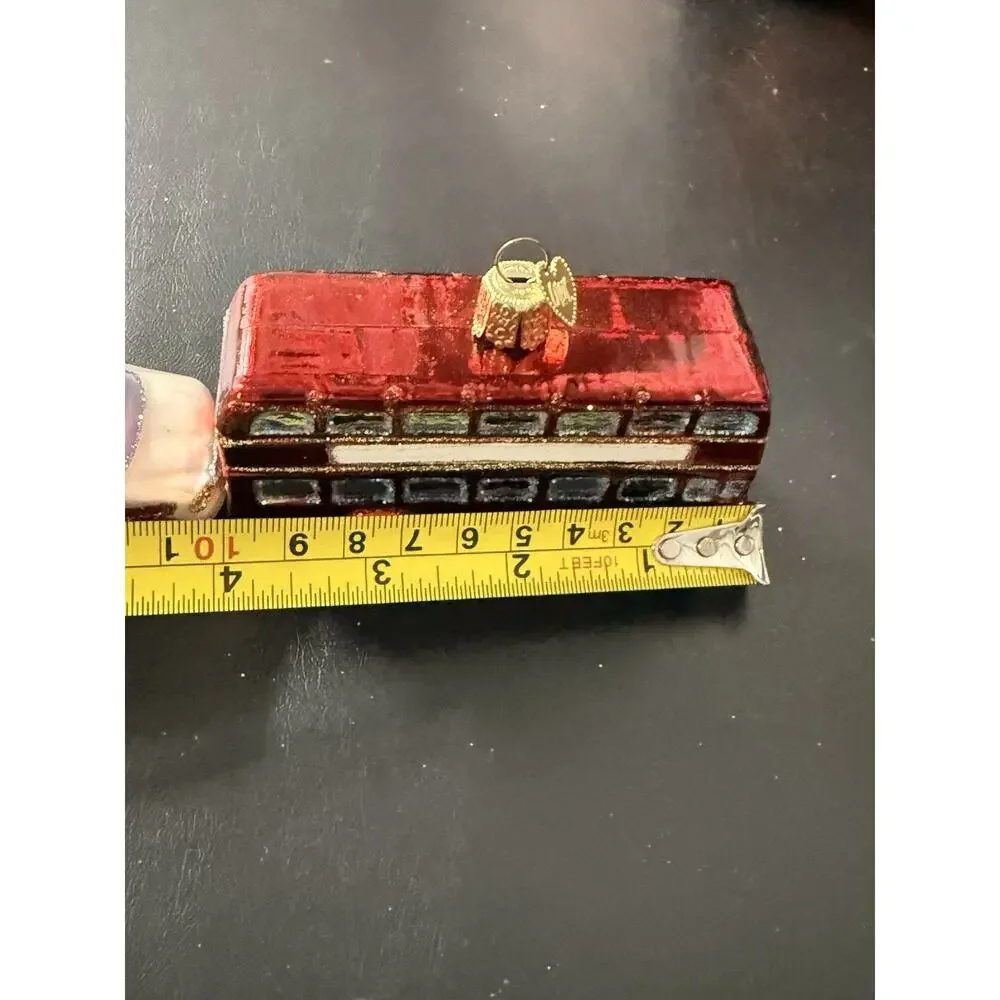 Old World Christmas Glass Ornaments School Bus Fire Truck Ambulance Double Bus